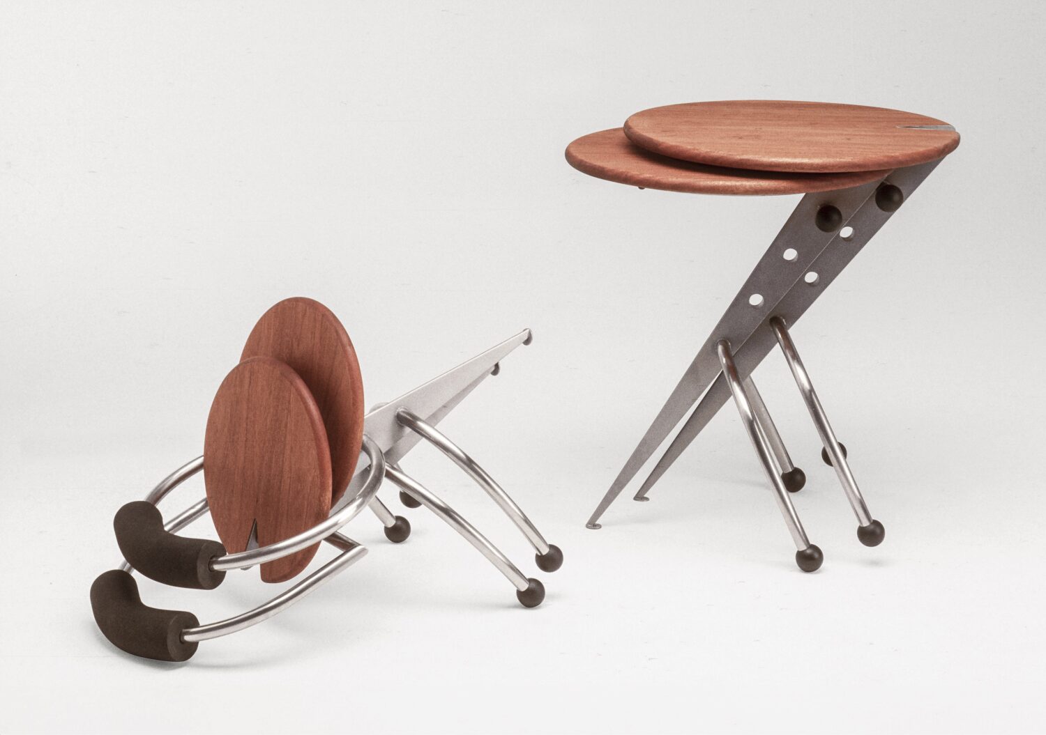 CAFE. Boris Berlin. 1988, DK Outdoor café table and chair, one-off Design — Komplot Design Client — SE88